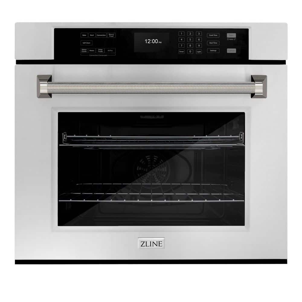 ZLINE Kitchen and Bath Autograph 30 in. True Convection Single Wall Oven with Air Fry in Stainless Steel with Polished Nickel Helix Handle