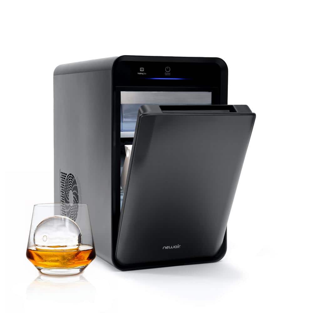 NewAir 10.5 in. Countertop Craft Whiskey Cocktail Ice Ball Maker 5 lbs. Per Day, Black Stainless Steel