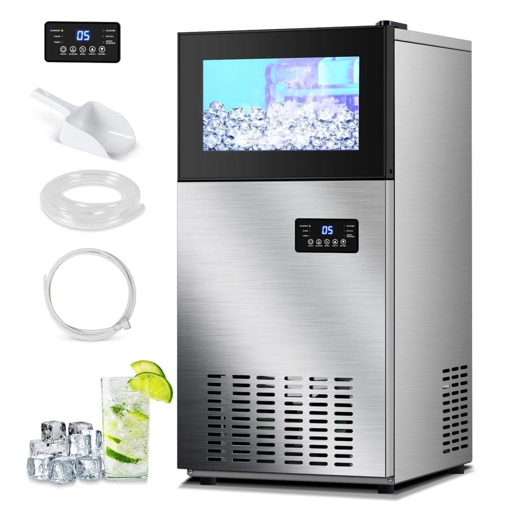 TAZPI Commercial Ice Maker 160 lb./24 H Freestanding Ice Maker Machine with 35 lb. Storage, Stainless Steel