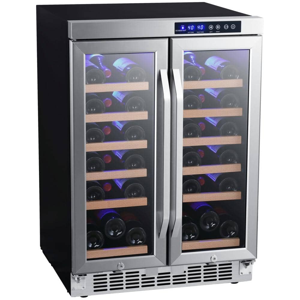 EdgeStar 36 Bottle 24 in. Built-In French Door Dual Zone Wine Cooler