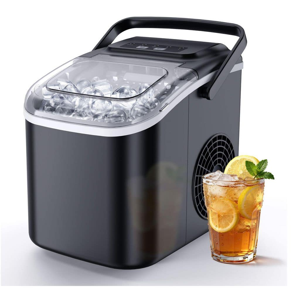 EUHOMY 8.5 in. 26 lb. Bullet-Shaped Countertop Portable Ice Maker in Gray with 2-Ice Sizes , 6 min/8-Pieces, Auto-Cleaning