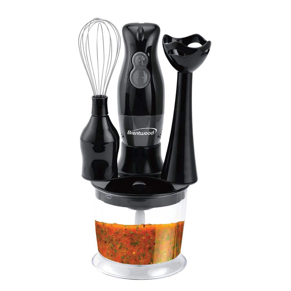 Brentwood Appliances 2-Speed Black Hand Mixer Blender and Food Processor with Balloon Whisk