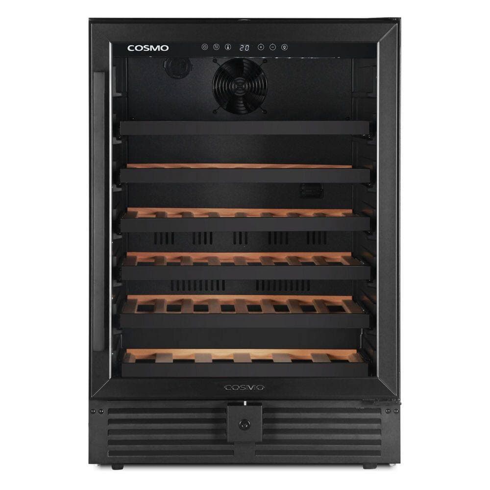 Cosmo Lumin Collection 24 in. 52-Bottle Single Zone Compressor Wine Cooler, Digital Controls, LED Lighting, Matte Black