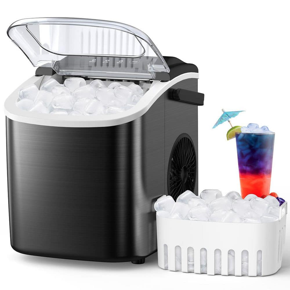 COWSAR 8.7 in. W 26 lbs. Per Day Bullet Ice Portable Counter Top Ice Maker in Black