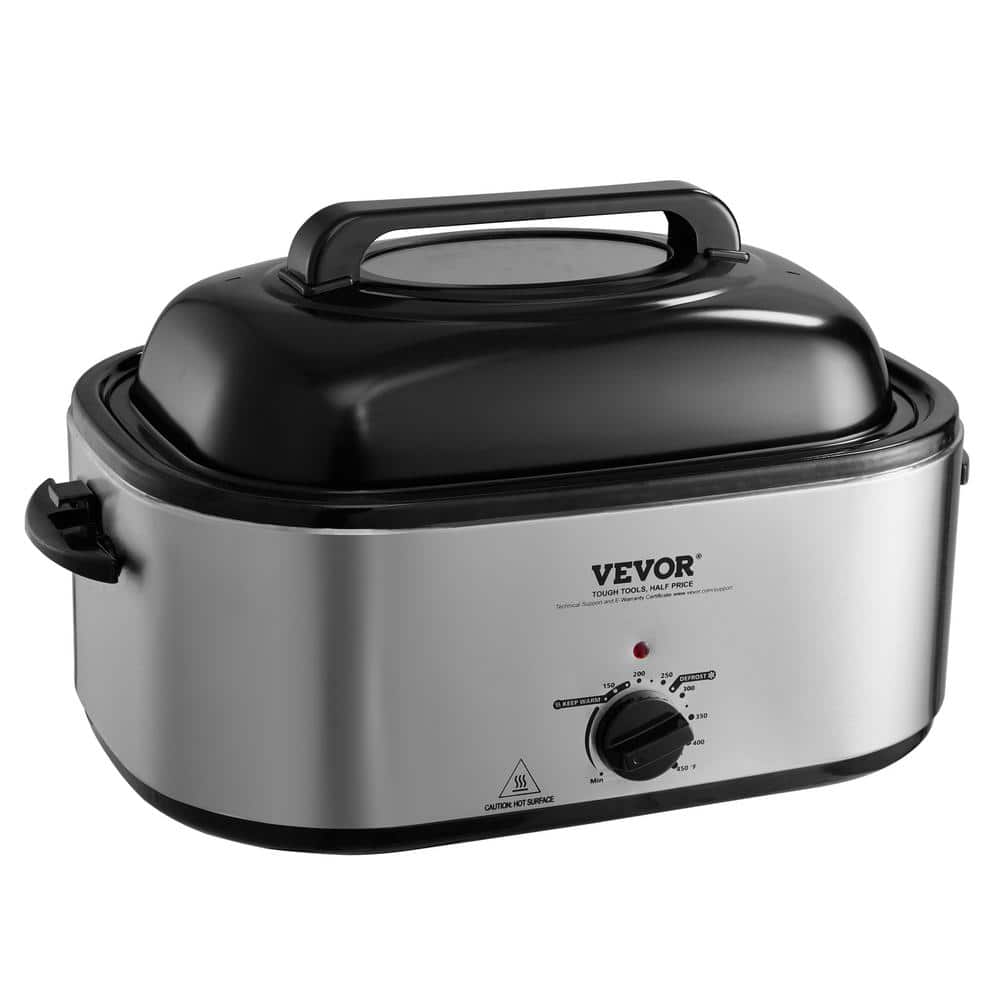 VEVOR Electric Roaster Oven 26 qt. Turkey Roaster Oven in Silver Slow Cookers 1450-Watt with Defrost and Warm Function