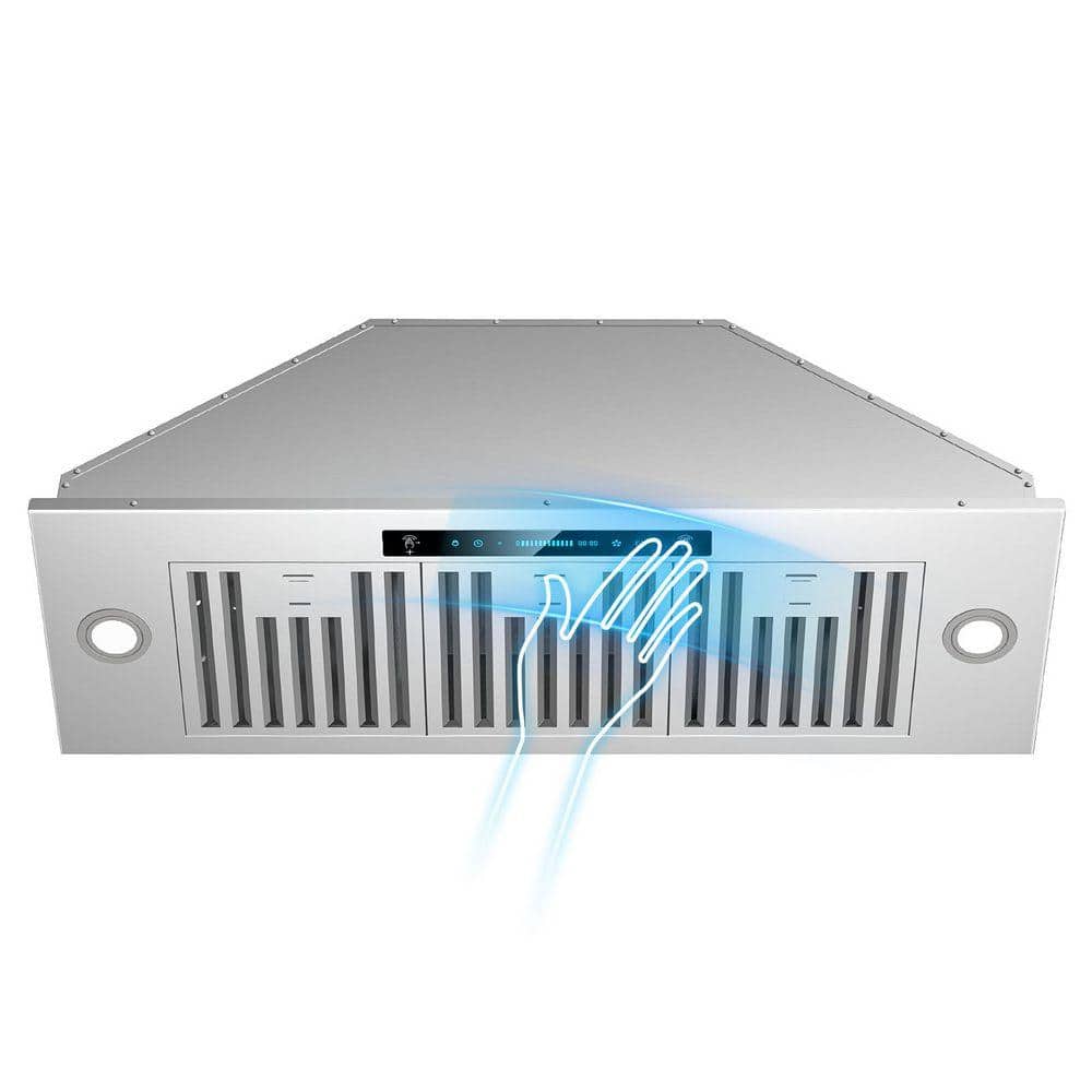 INATECK 36 in. 900 CFM Convertible Insert Range Hood in Stainless Steel 4-Speed with LED, Touch and Gesture Control with Remote