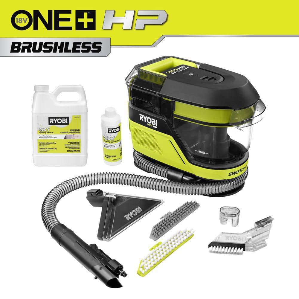 RYOBI ONE+ HP 18V Brushless Cordless SWIFTClean Mid-Size Spot Cleaner (Tool Only) w/ 32 oz. OXY Concentrate Cleaning Formula