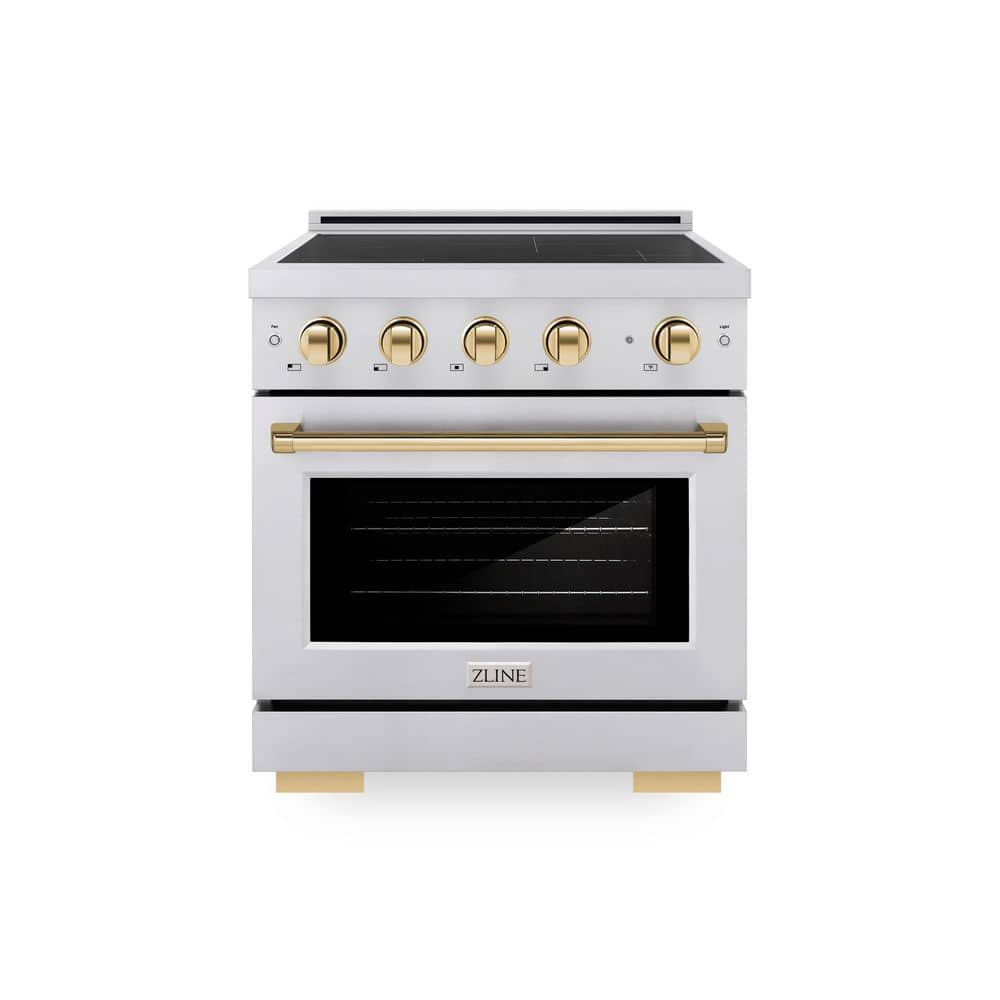 ZLINE Kitchen and Bath Autograph 30 in. 4.2 cu. ft. Paramount Induction Range with 4 Element Cooktop in Stainless Steel with Gold Accents