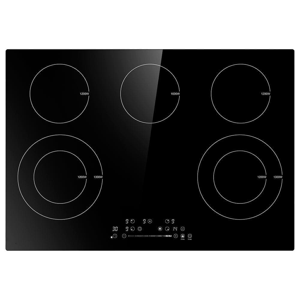 Sunmaki 30 in. 5-Elements Ceramic Surface Type Electric Cooktop in Black with 16-Heating Levels 8400-Watt and Child Lock