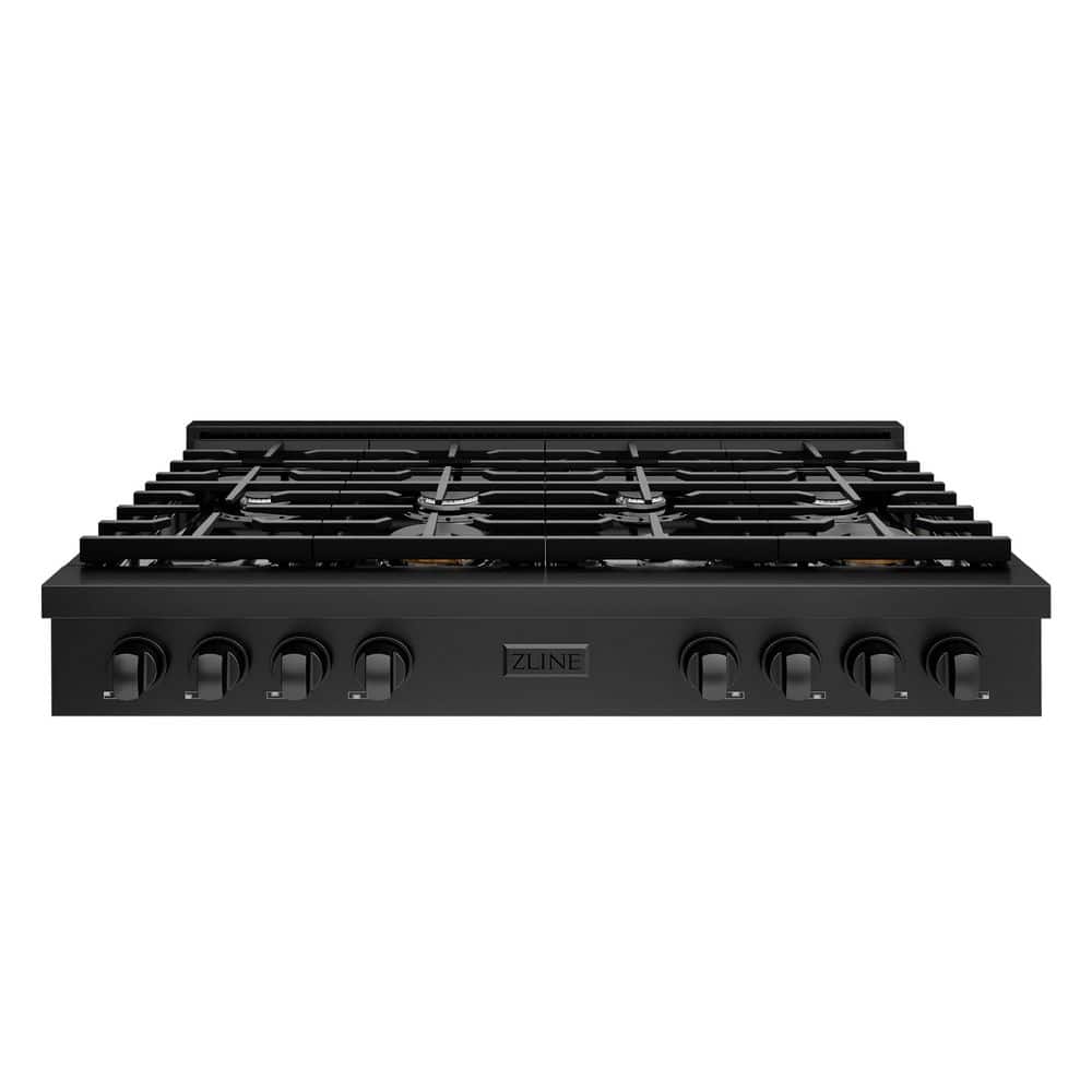 ZLINE Kitchen and Bath Paramount 48 in. 8-Burner Porcelain Cooktop in Black Stainless Steel