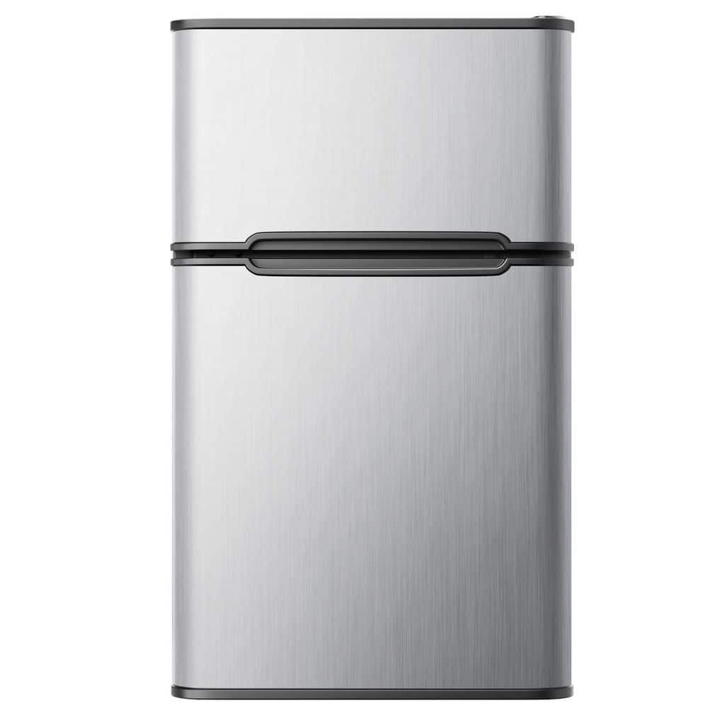 SIMZLIFE 20 in. 3.2 cu. ft. Mini Refrigerator in Silver with Compact Freezer, 7-Temperature Control and 3D Cooling