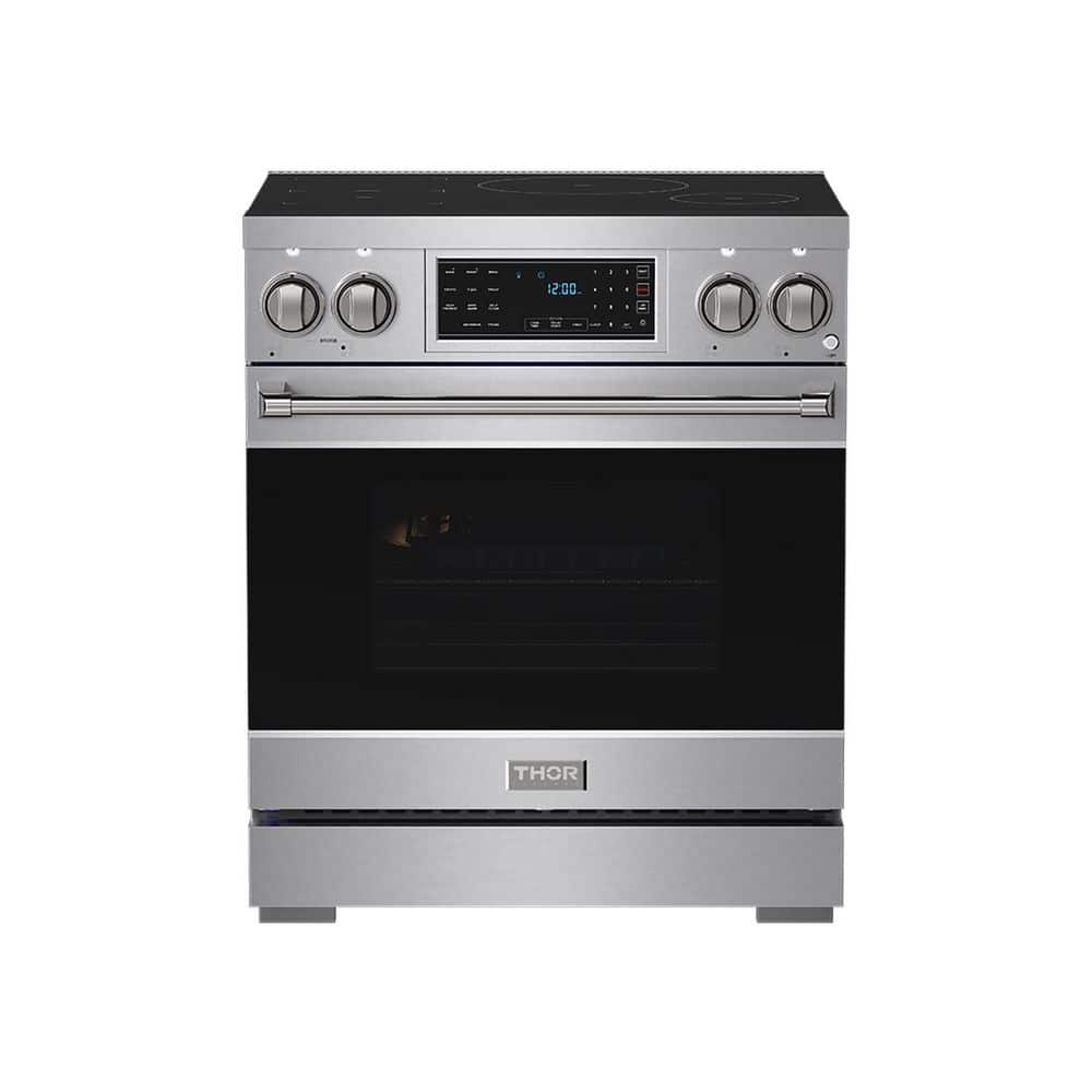 Thor Kitchen 30 in. 4 Burner Elements Professional Freestanding Induction Range In SS With Self-Clean And Airfry