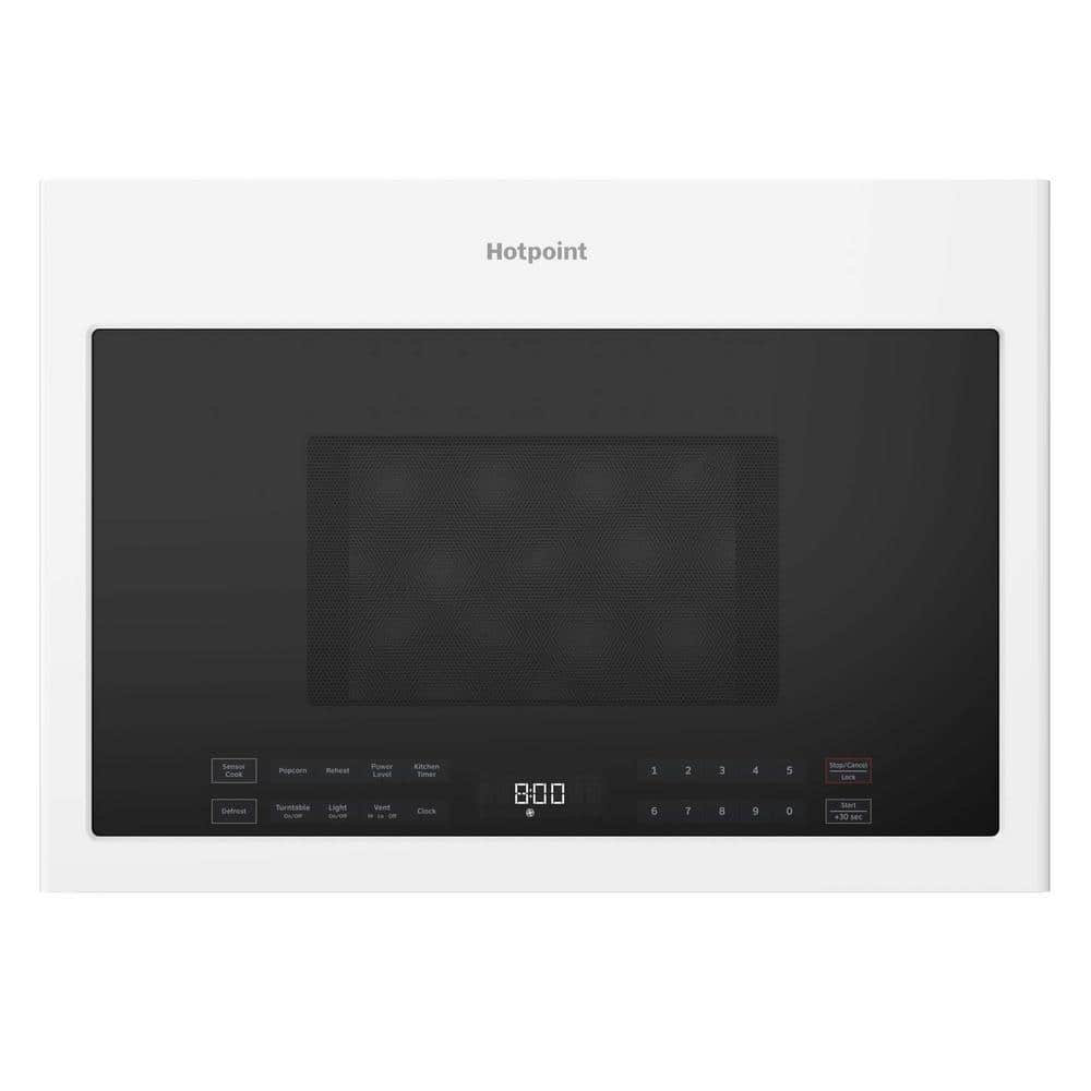 Hotpoint 24 in. 1.4 cu. ft. Over-The-Range Microwave Oven in White with Sensor Cooking and Electronic Controls