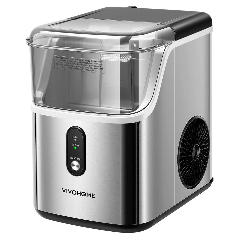 VIVOHOME 8. 7 in. 33 lbs. Countertop Nugget/Pebble Ice Maker with Self-Cleaning in Silver