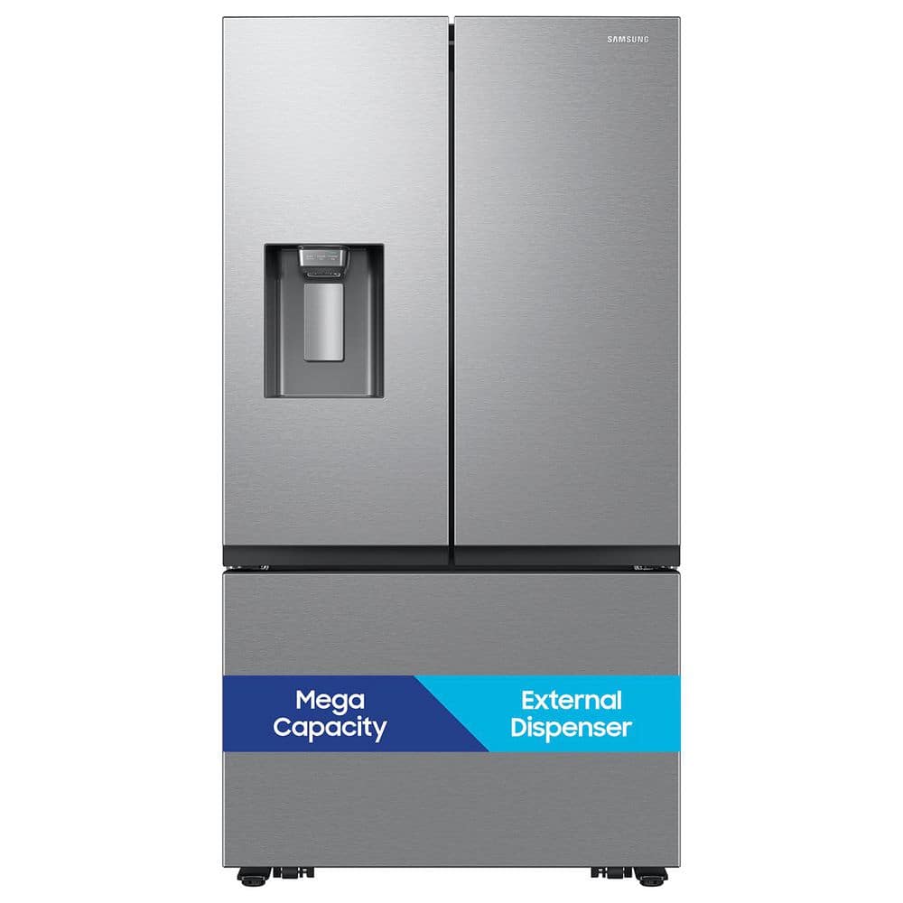 Samsung 26 cu. ft. Counter Depth 3-Door French Door Refrigerator in Stainless Steel with External Water and Ice Dispenser