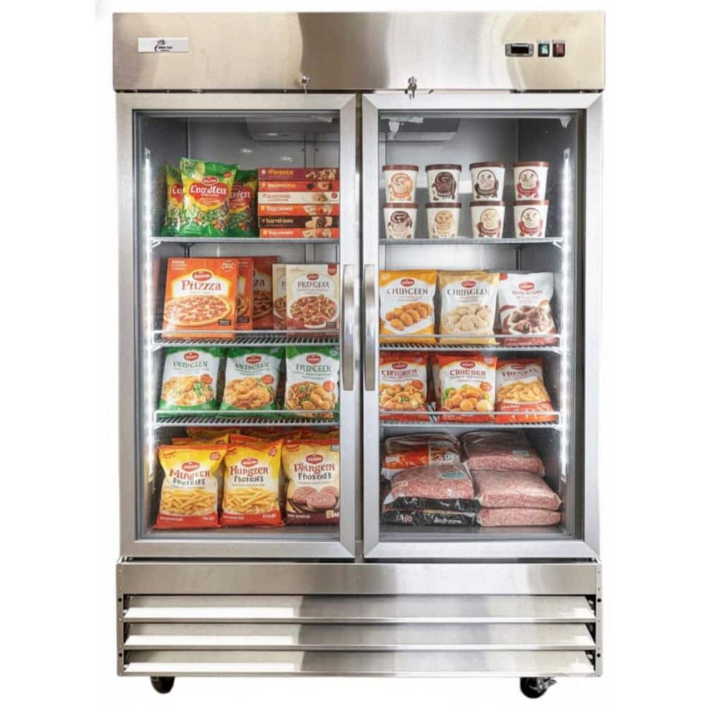 Cooler Depot 54 in. W 47 cu. ft. NSF Auto/Cycle Defrost Commercial Reach-In 2-Door Upright Freezer in Stainless Steel