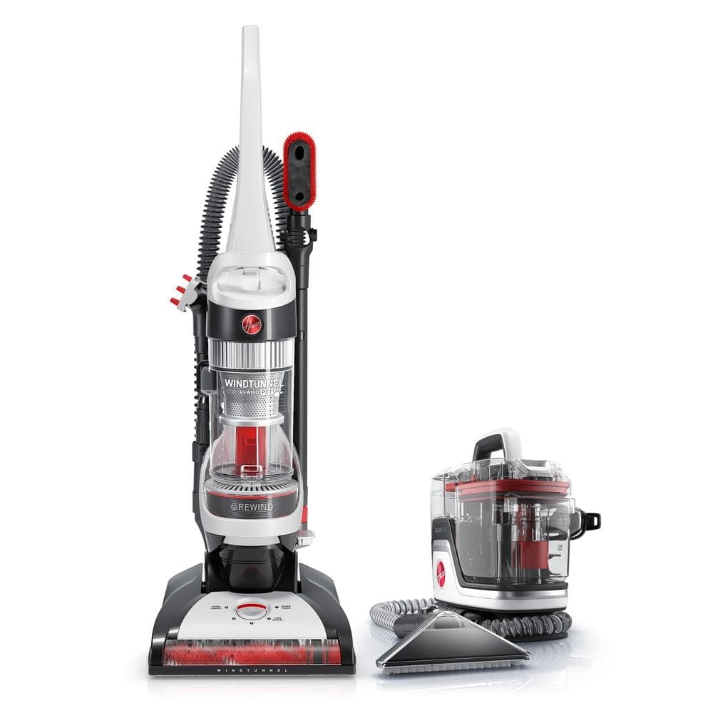 HOOVER WindTunnel Cord Rewind Pet Bagless, Washable Filter Upright Vacuum with CleanSlate Pro Portable Corded Spot Cleaner