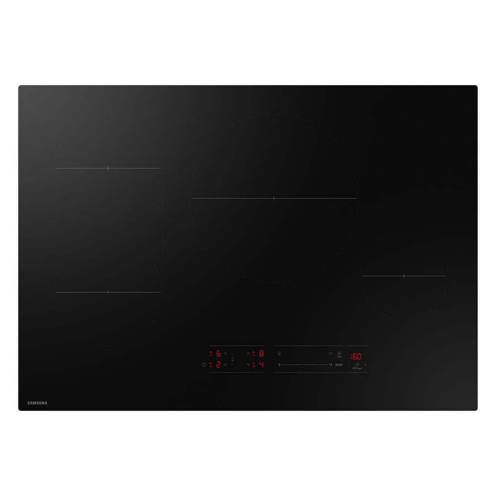 Samsung 30 in. 4 Sync Burner Element Induction Cooktop in Black with Anti-Scratch Matte Glass