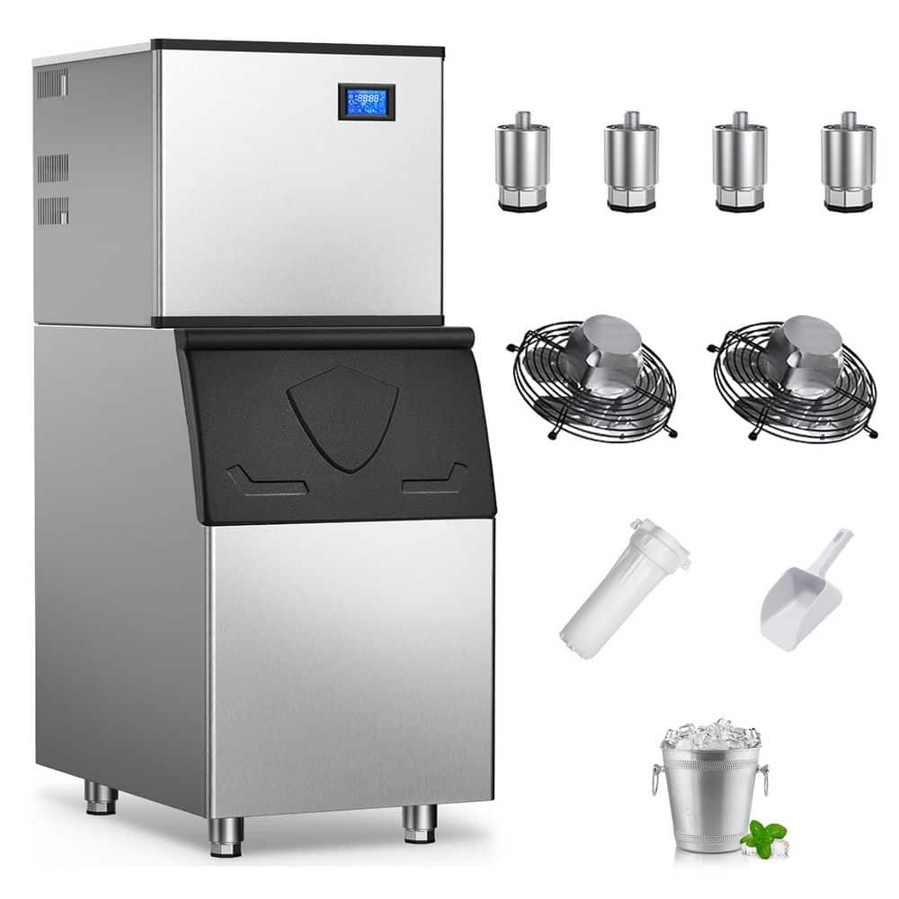 TITTLA 22.3 in. 510 lbs. Per Day Split Commercial Freestanding Ice Maker 156-Full Size Ice Cubes/Cycle in Silver with Filter