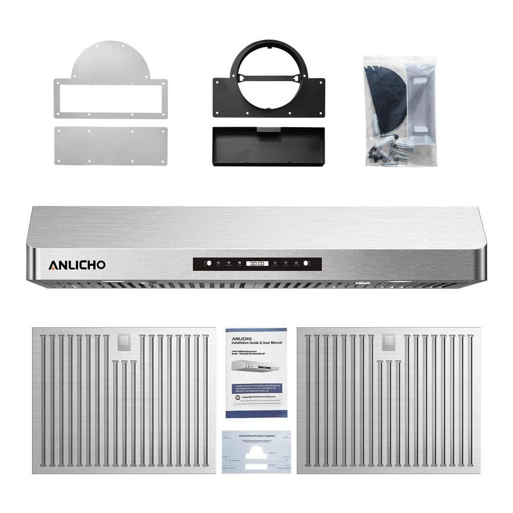 Anlicho 36 in. 900 CFM Ducted Under Cabinet Range Hood in Stainless Steel with 3-Way Venting and Removable GU10 LED