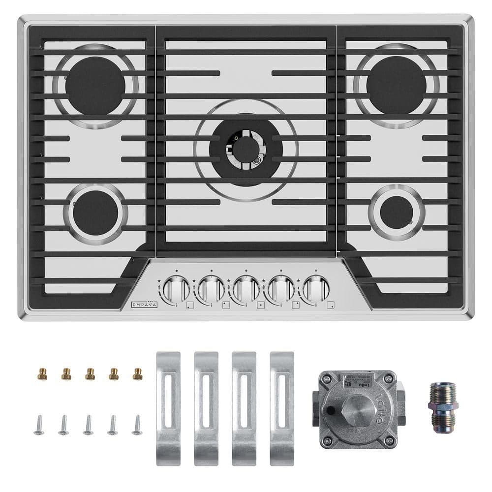 Empava 30 in. Built-In Gas Cooktop in Stainless Steel with 5 Burners Gas Stove Including A 18000 BTU Power Burner