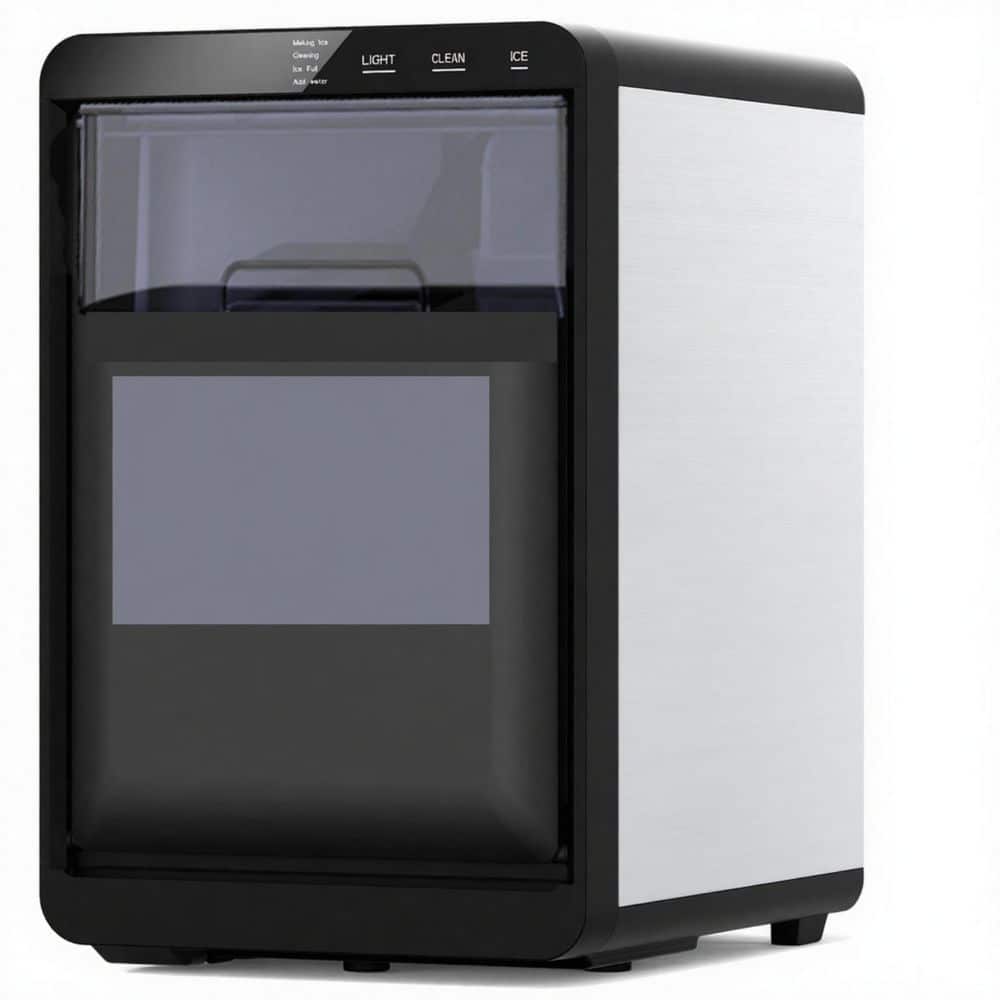COWSAR 9.45 in. 44 lb. Portable Ice Maker Countertop Nugget Ice Maker with Touch Controls in Stainless Steel Black