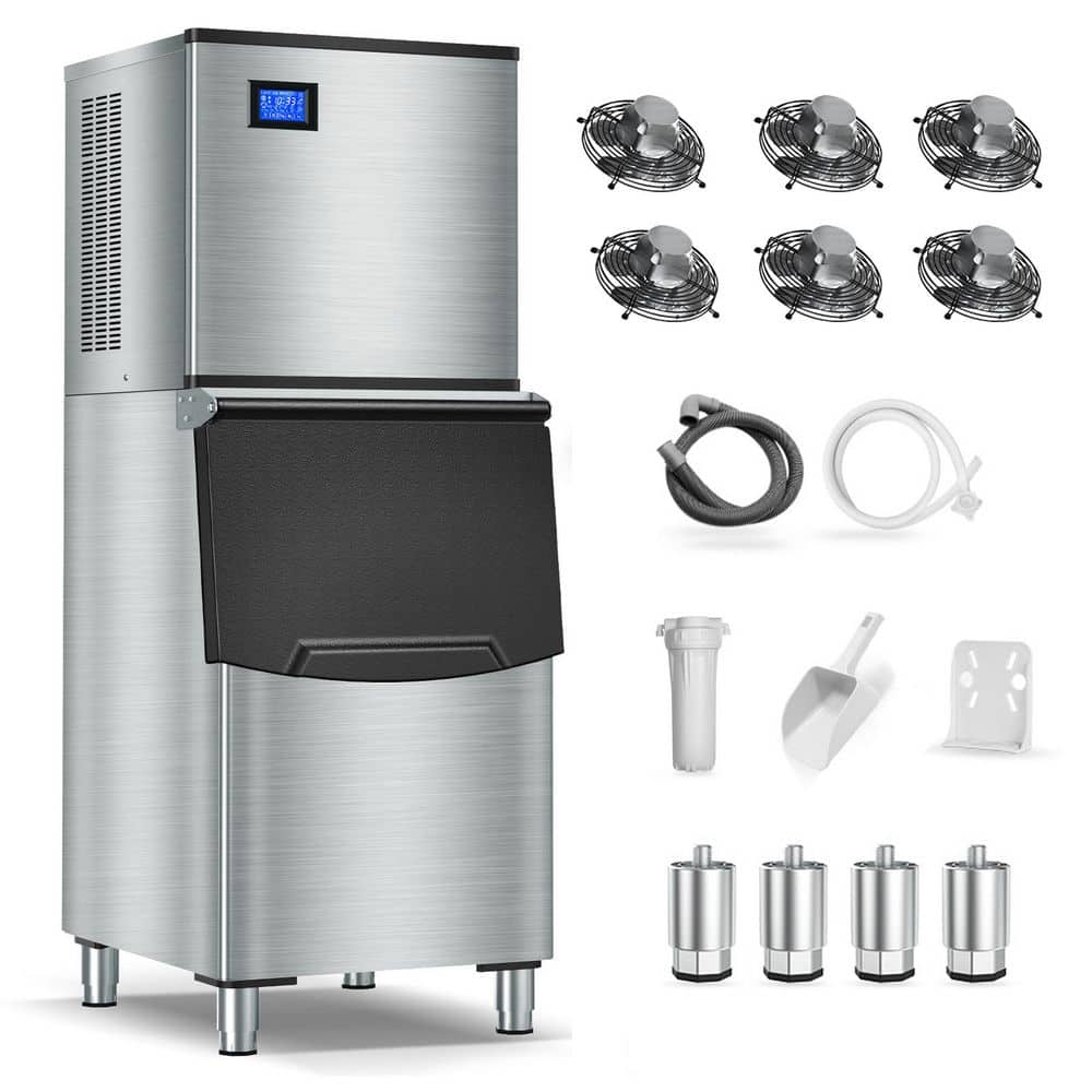 TITTLA 23.4 in. 780 lbs./24H Split Commercial Ice Maker 234-Full Size Ice Cubes/Cycle in Stainless Steel Freestanding