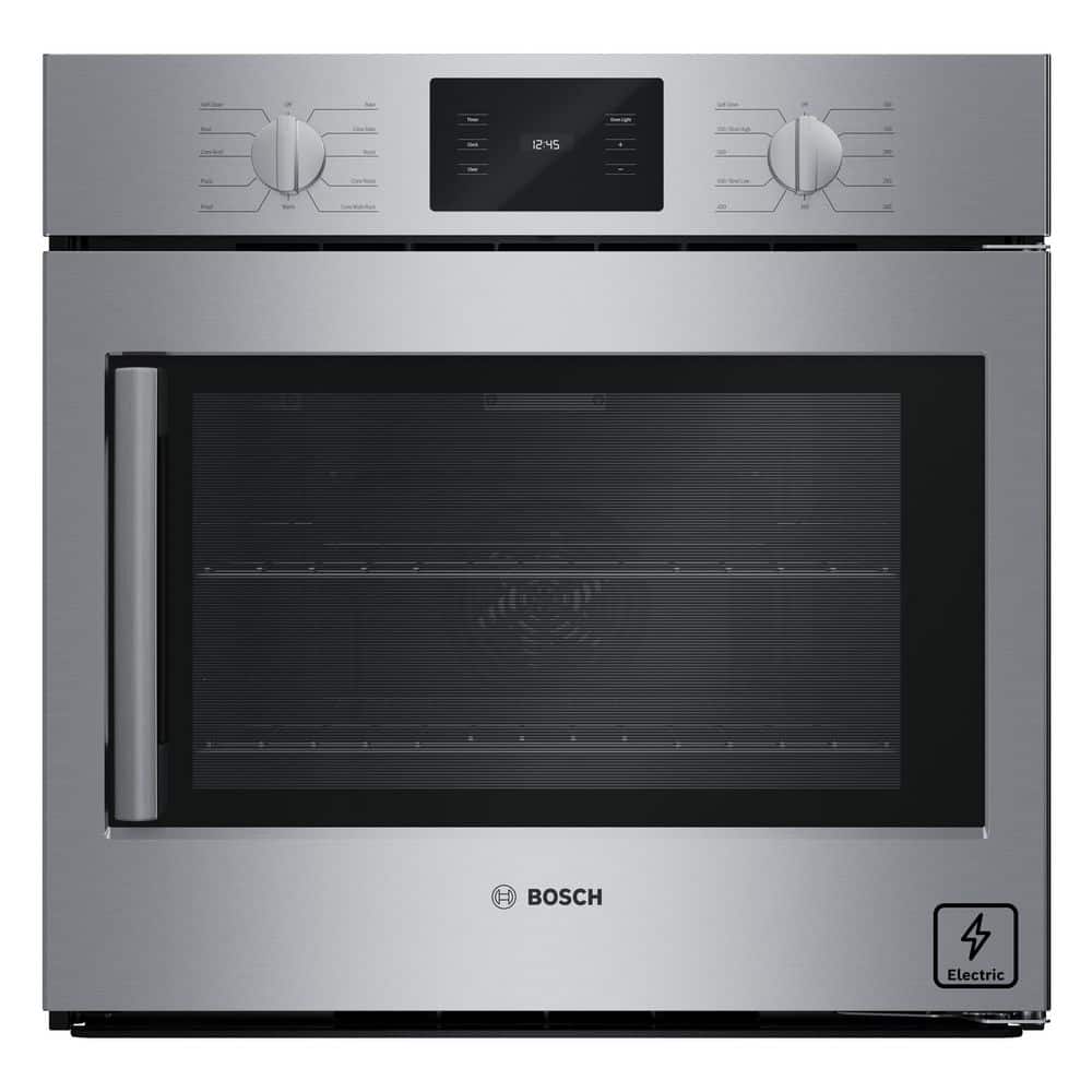 Bosch 500 Series 30 in. Single Electric Wall Oven with European Convection and Self Cleaning in Stainless Steel, Right Opening