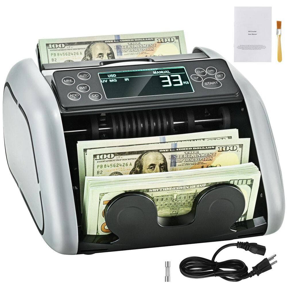 SKYSHALO Money Counter Machine, Bill Counter with UV, MG, IR and DD, USD and EUR Cash Counting Machine Food Vacuum Sealer White