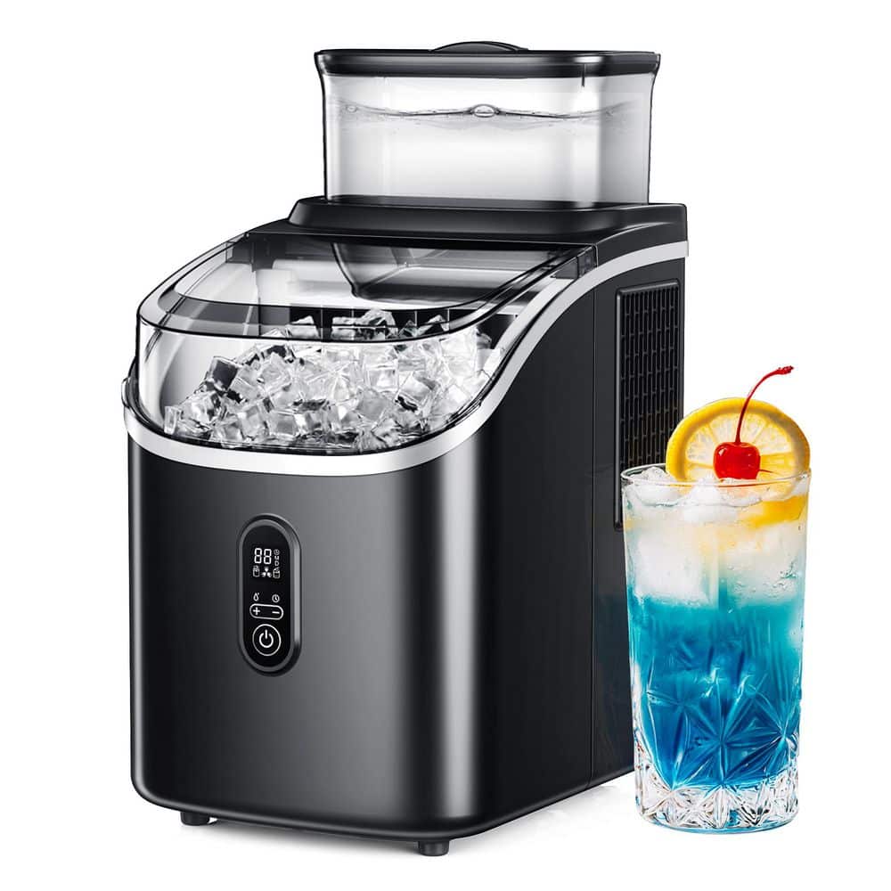 SIMZLIFE 8.7 in. 30 lb. Cube Ice Countertop Portable Ice Maker in Black - Self-Cleaning, Spacious Tank, Space-Saving