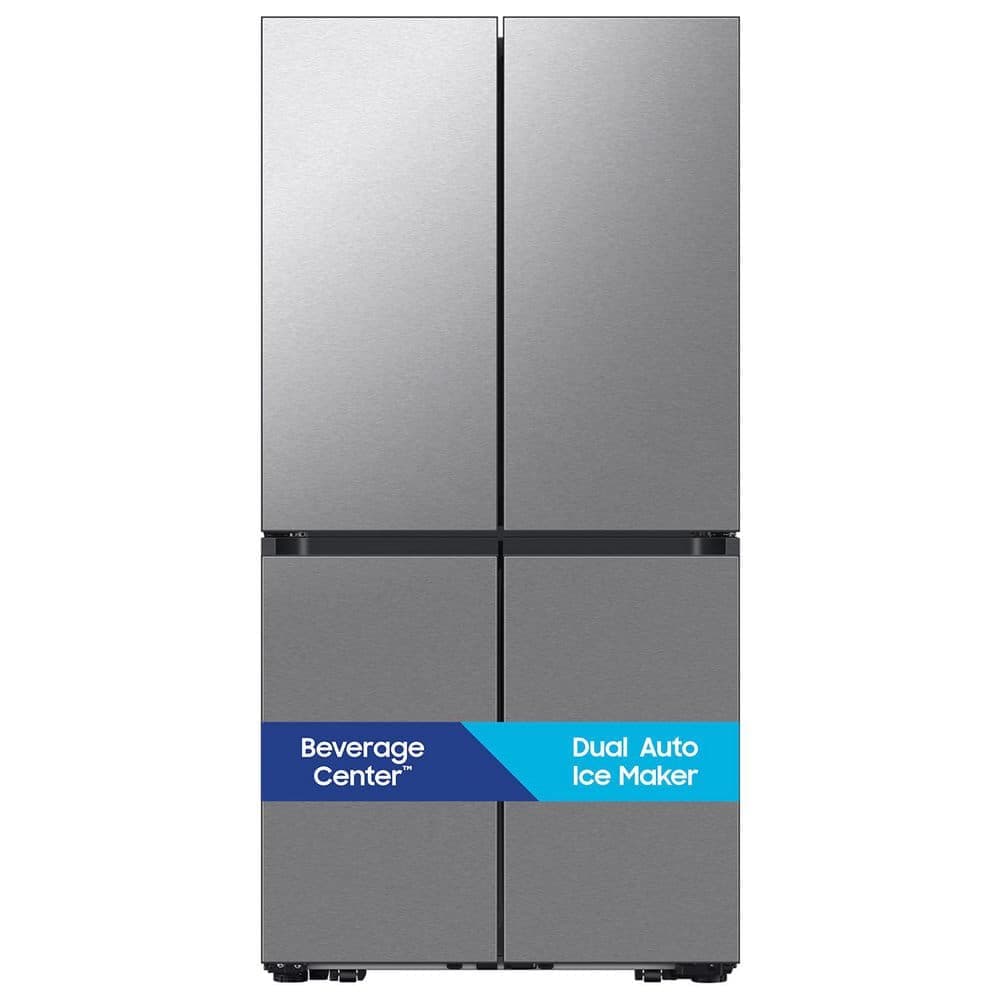 Samsung Bespoke 29 cu. ft. Standard Depth 4-Door Flex French Door Refrigerator in Stainless Steel with Beverage Center