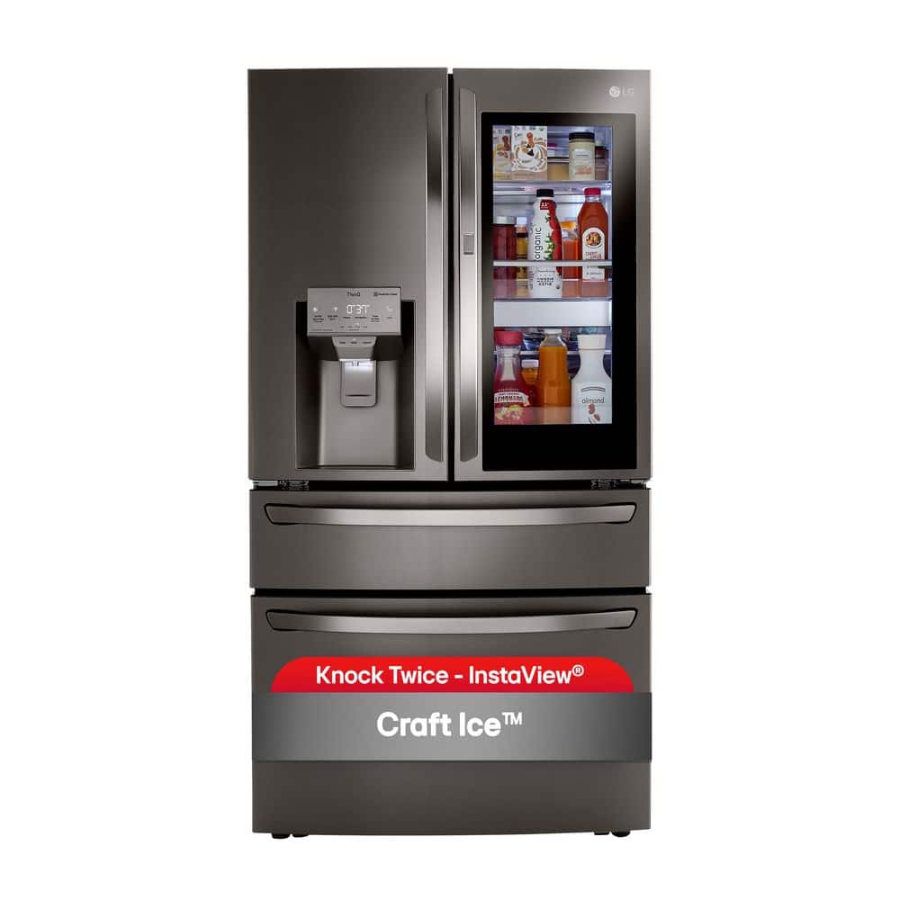 LG 23 cu. ft. 4-Door French Door Refrigerator w/ InstaView, Craft Ice in PrintProof Black Stainless Steel, Counter Depth