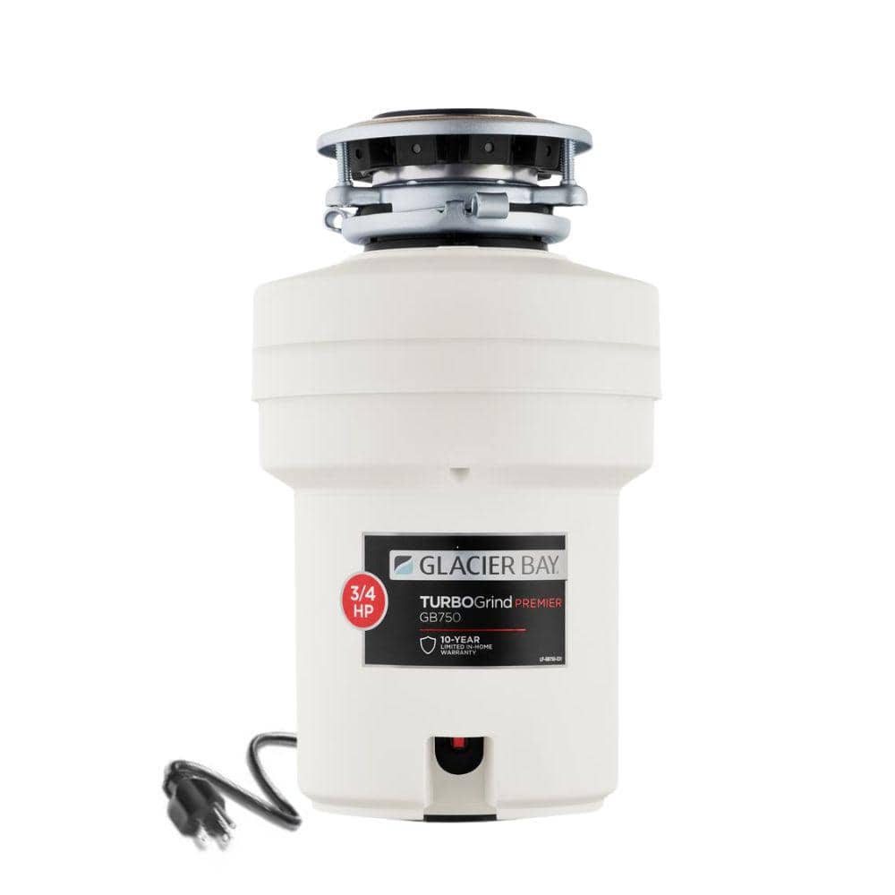 Glacier Bay Turbo Grind Premier 3/4 hp Continuous Feed Garbage Disposal with Power Cord