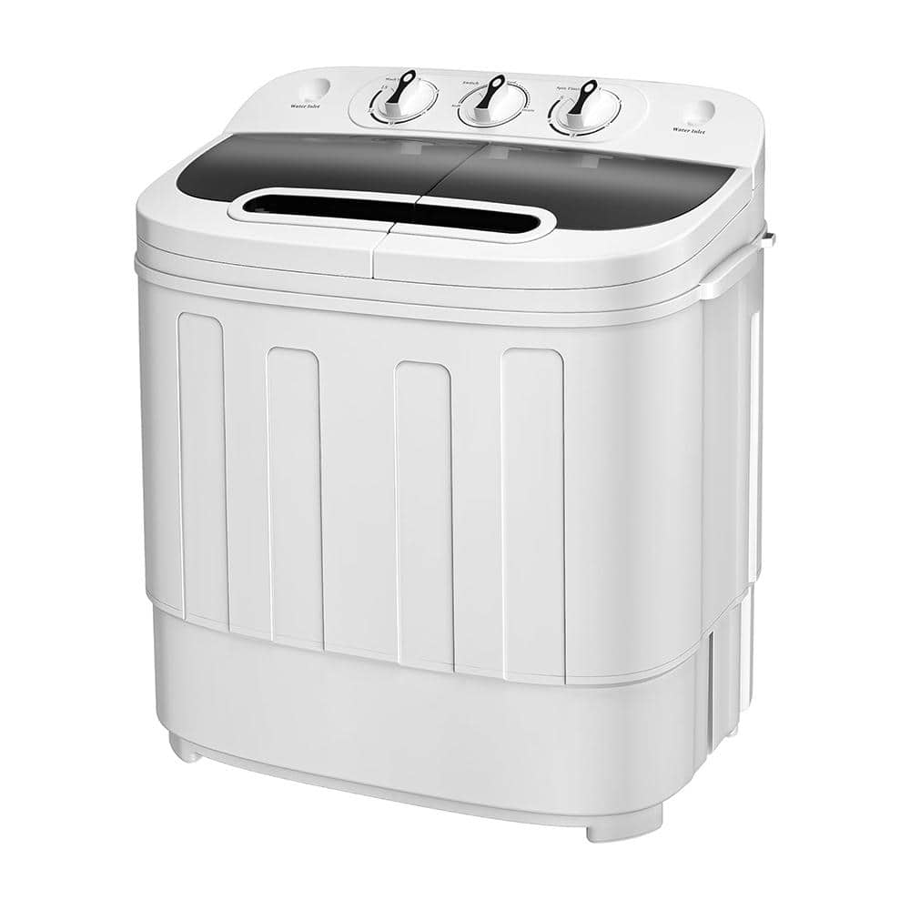 Anqtovp 4.69 cu. ft. Portable Top Load Washer and Dryer with Twin Tubs, 13lbs Capacity and Gravity Drain for Small Spaces, White