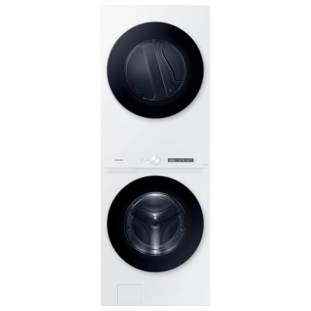 Samsung Bespoke 4.6 cu. ft. Capacity Single Unit AI Laundry Hub Washer with Steam Wash and 7.6 cu. ft. Electric Dryer in White