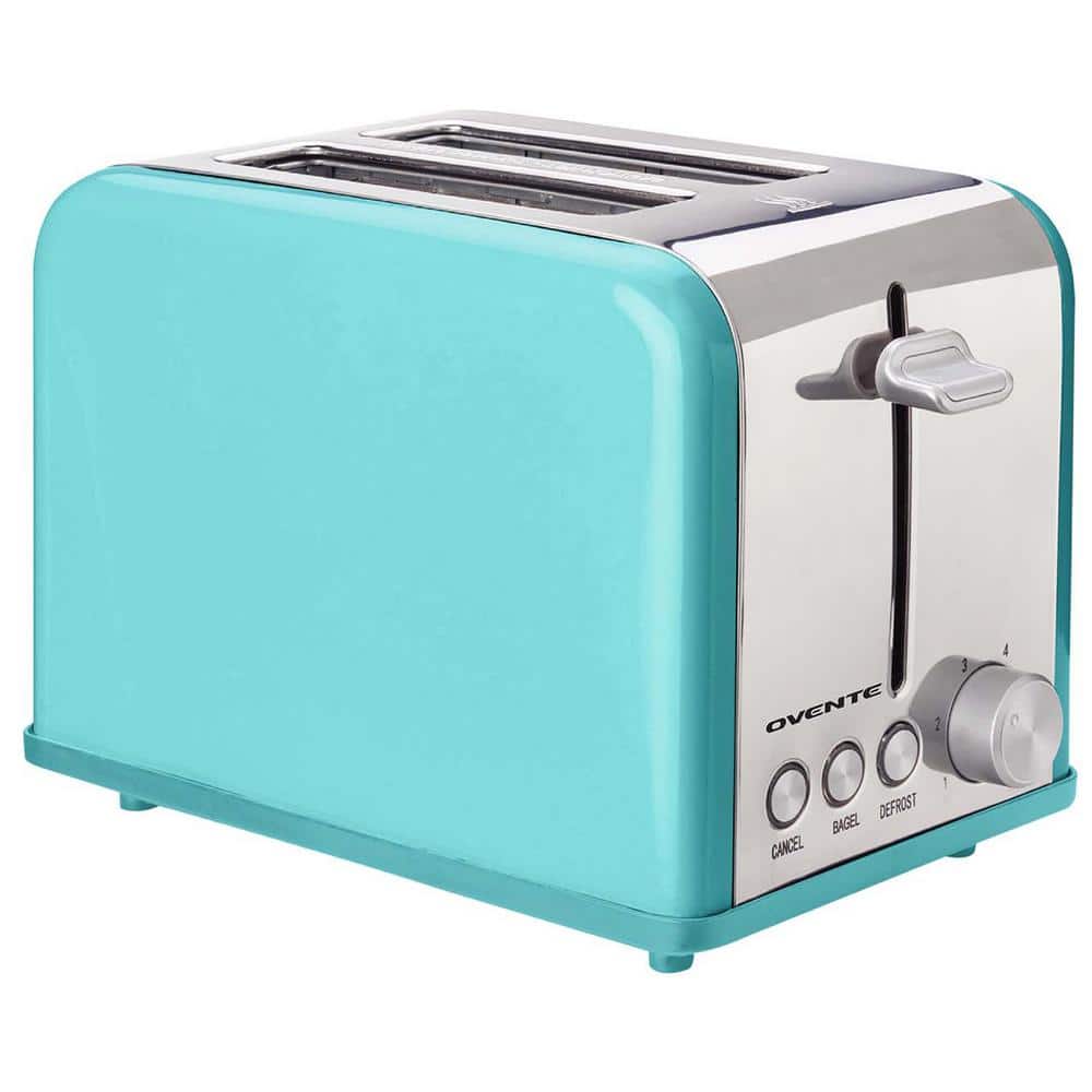 OVENTE 825-Watt 2-Slice Blue Stainless Steel Turquoise Bread Toaster