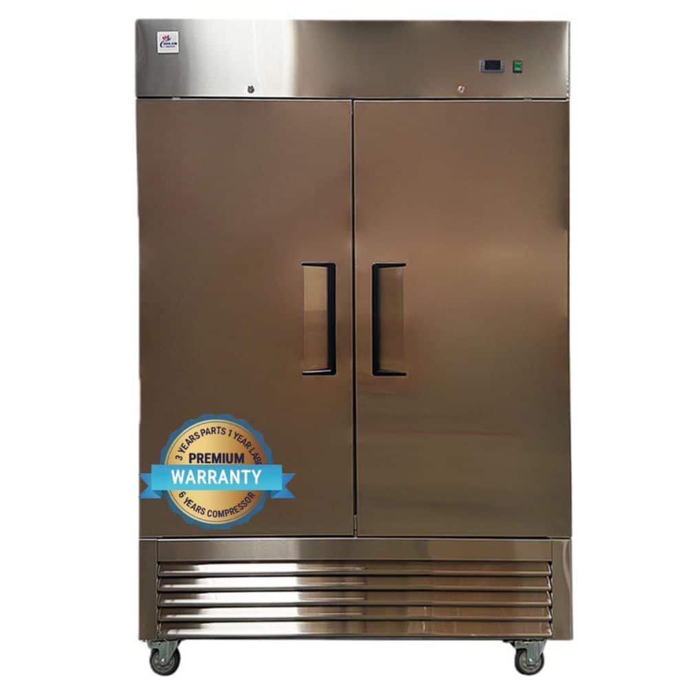 Cooler Depot 54 in. 47 cu. ft. NSF Auto/Cycle Defrost Commercial Double Door Reach in Upright Freezer in Stainless Steel