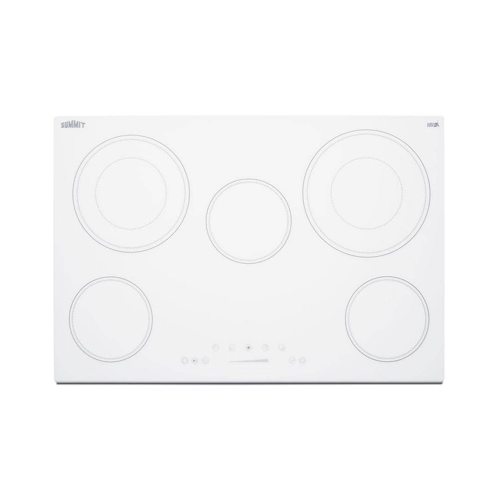 Summit Appliance 30 in. Radiant Electric Cooktop in White with 5 Elements including Dual Zone Elements and Power Burner