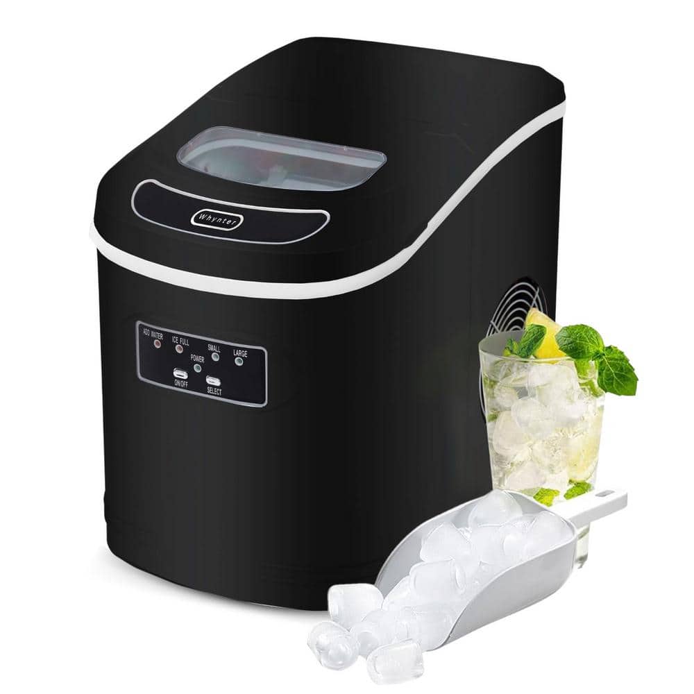 Whynter 9.5 in. 27 lbs. Portable Countertop Ice Maker Bullet Ice Machine with 2.2L Reservoir and 1.5 lb. Bin in Metallic Black