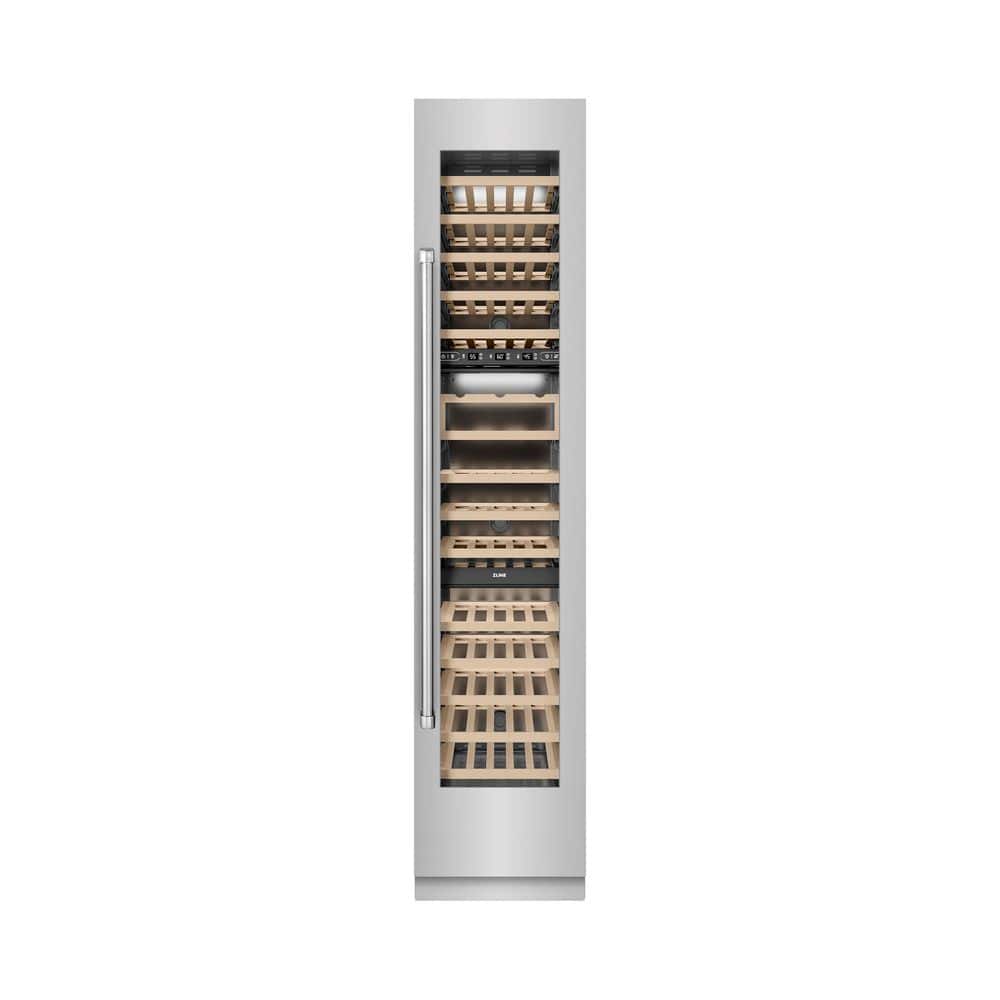ZLINE Kitchen and Bath 18 in. 9.0 cu. ft. Triple Zone 68-Bottle Right Hinge Column Wine Cooler in Stainless Steel