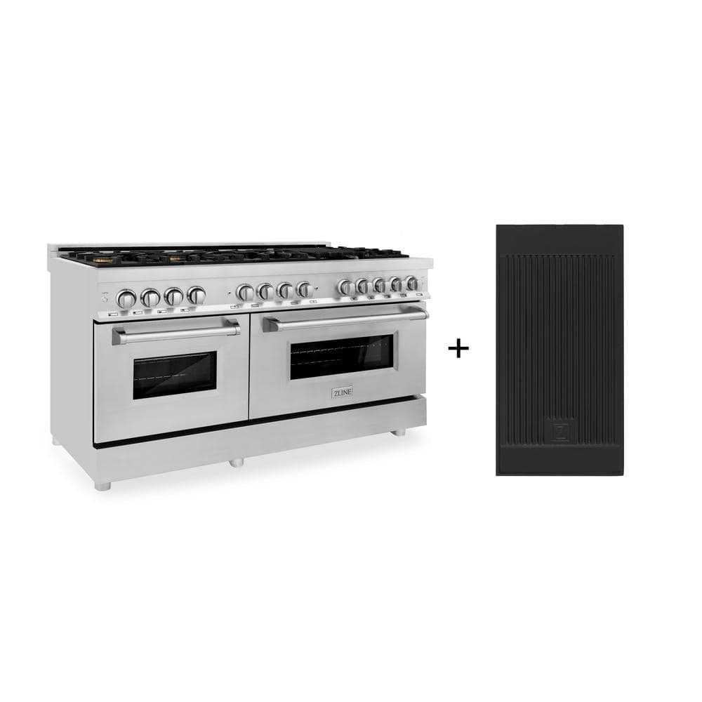 ZLINE Kitchen and Bath 60 in. 9 Burner Double Oven Dual Fuel Range with Brass Burners in Stainless Steel with Griddle