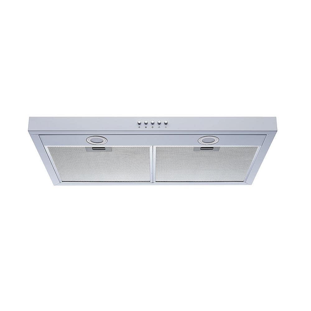 Winflo 30 in. 400 CFM Convertible Under Cabinet Range Hood in White with Mesh Filters and Push Button