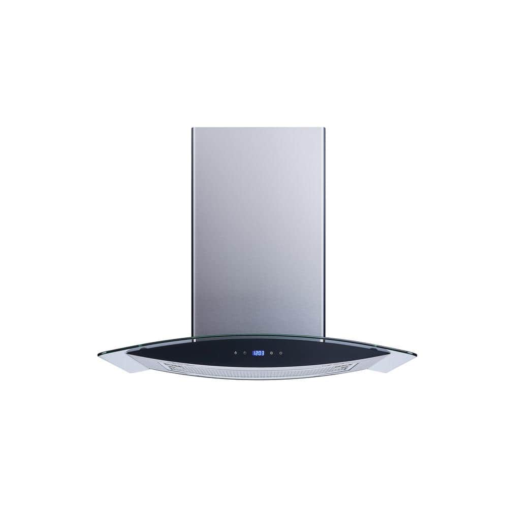 Winflo 30 in. 600CFM Convertible Island Range Hood in Stainless Steel/Glass with Hybrid Mesh Filter and Touch Control