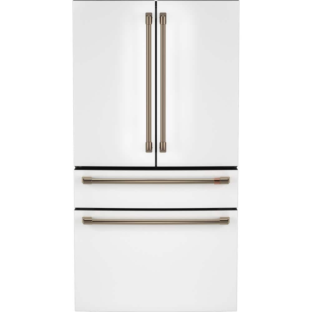 Cafe 36 in. 23.2 cu. ft. Counter-Depth 4-Door French-Door Refrigerator in Matte White w/ Dual-Dispense AutoFill Pitcher