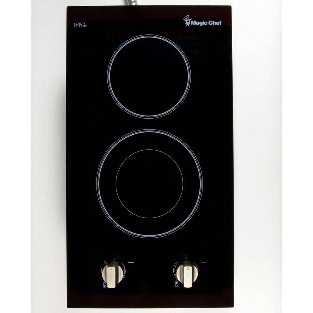 Magic Chef 12 in. Radiant Electric Ceramic Glass Cooktop in Black with 2 Burner Elements Including Dual Radiant Burner