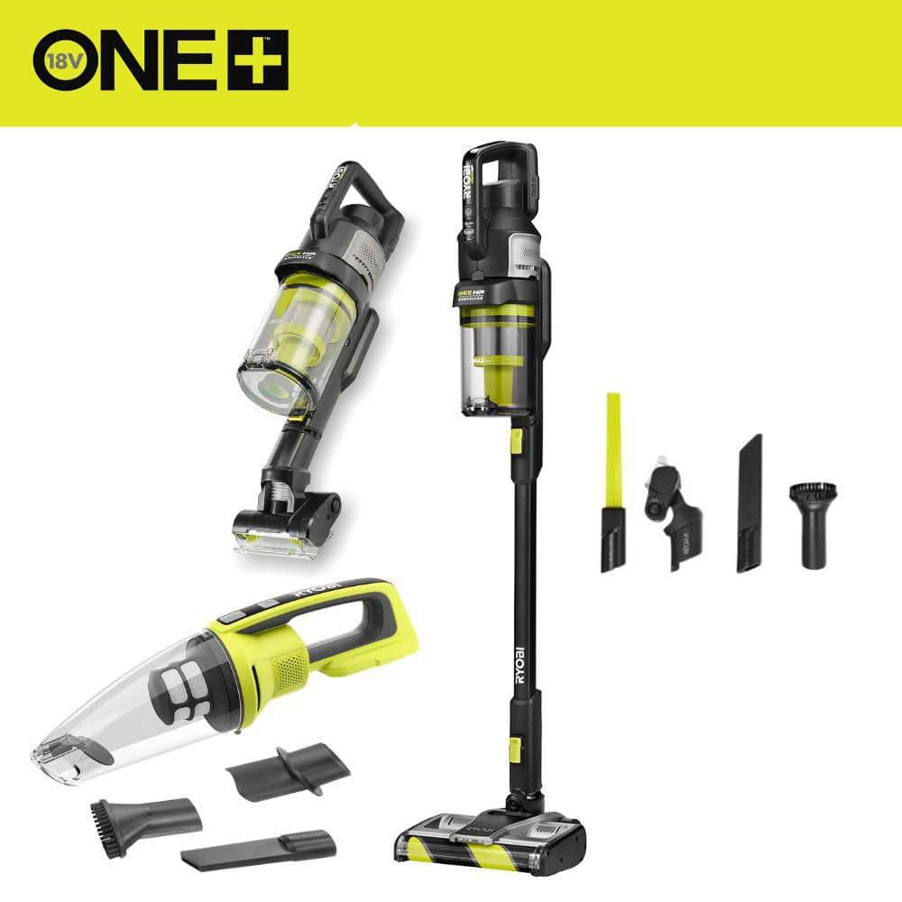 RYOBI 18V ONE+ HP Advanced WHISPER Series Stick Vacuum and Cordless Performance Hand Vacuum (Tool Only) Combo