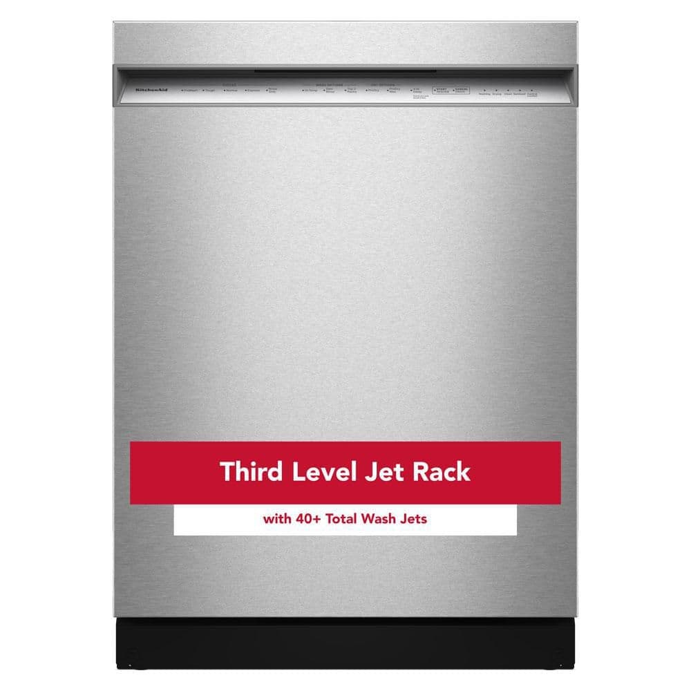 KitchenAid 24 in. Front control Built-In Tall Tub 41 dBA Dishwasher in PrintShield Stainless with 40+ Total Wash Jets