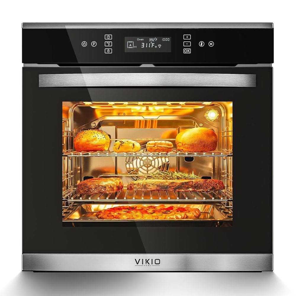 VIKIO PRO 24 in. Single Electric Wall Oven With Convection and Touch Panel in Black