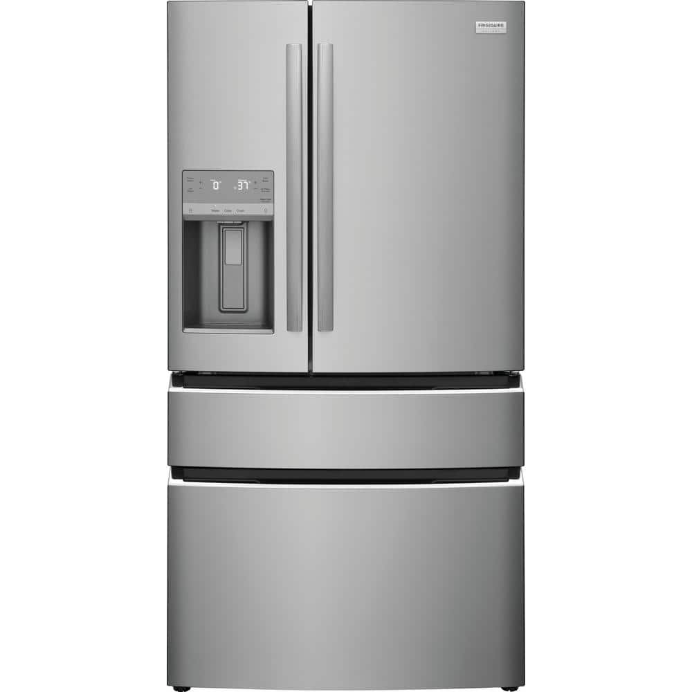 Frigidaire Gallery 36 in. 22 cu. ft. Counter-Depth 4-Door French Door Refrigerator in Smudge-Proof Stainless Steel