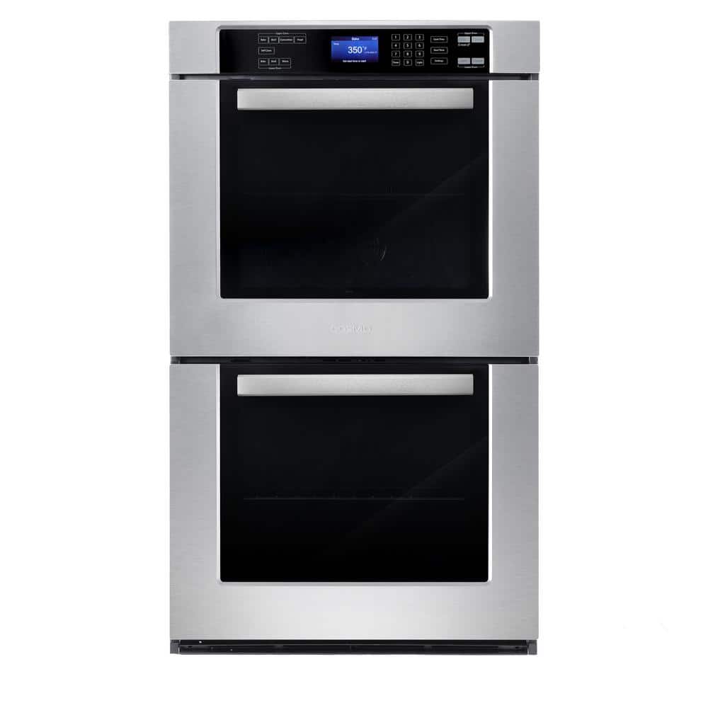 Cosmo 30 in. Haven Collection Double Electric Wall Oven, True Convection, Blue Porcelain, Self Cleaning in Stainless Steel
